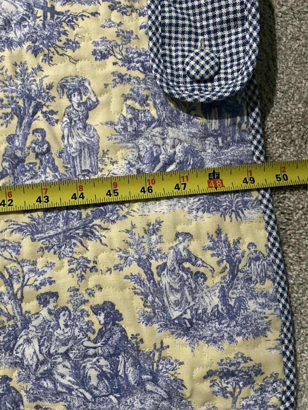 Vintage Waverly Country Life Quilted Toile Valance Button Tab Scalloped